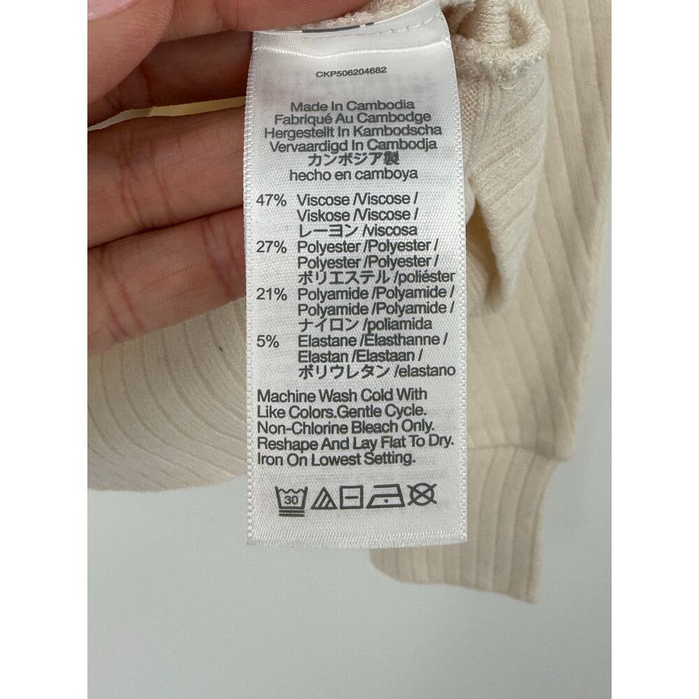 Madewell Mockneck Dolman Sleeve Rib Knit Top Cream Long Sleeve Pullover XS NWT - Picture 9 of 10
